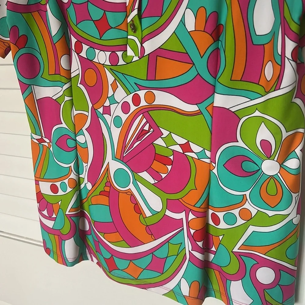 Jude Connally Pink and Green Casual half Button Down Shirt - Picture 3 of 4